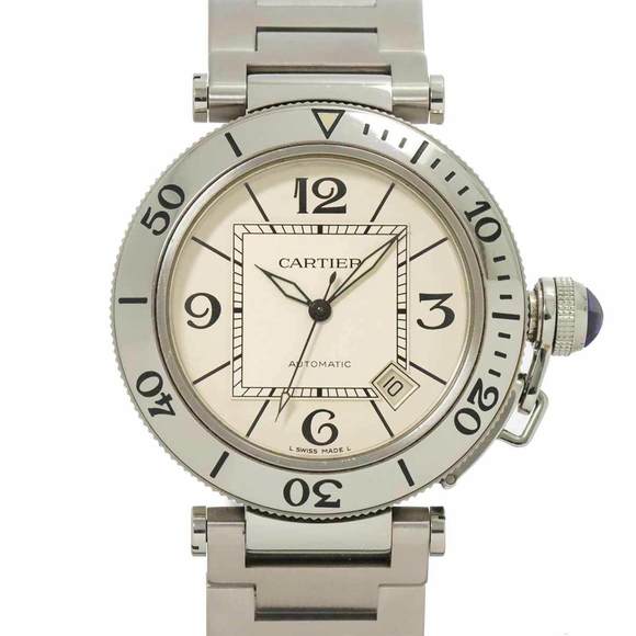Cartier Pasha Seatimer W31080M7 Men's Watch with Date Display, Silver, Automa... - Picture 1 of 7